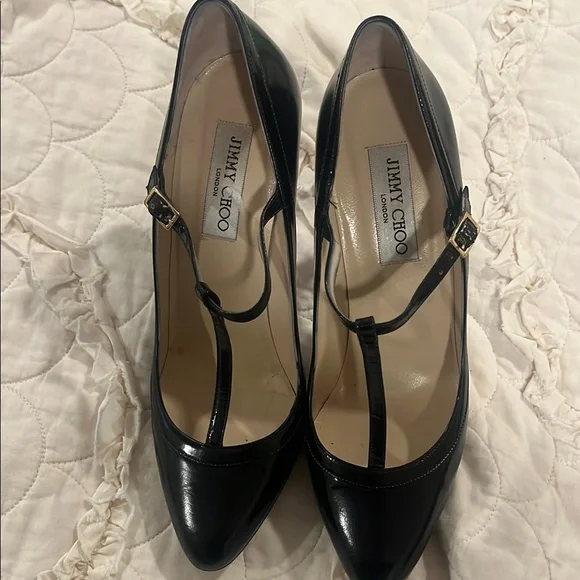 Jimmy Choo | Shoes | Jimmy Choo Black Tstrap Heels | Poshmark display picture 1